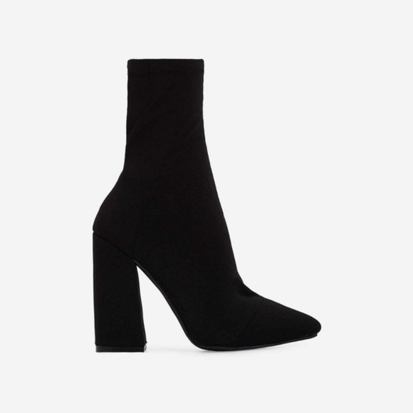 EGO Shoes - Chesta Block Heel Ankle Boot In Black Lycra